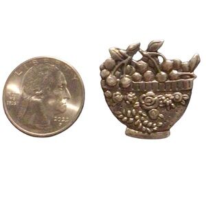Vintage Mary Engelbreit  925 Sterling Silver Brooch "Wild Bowl of Cherries"